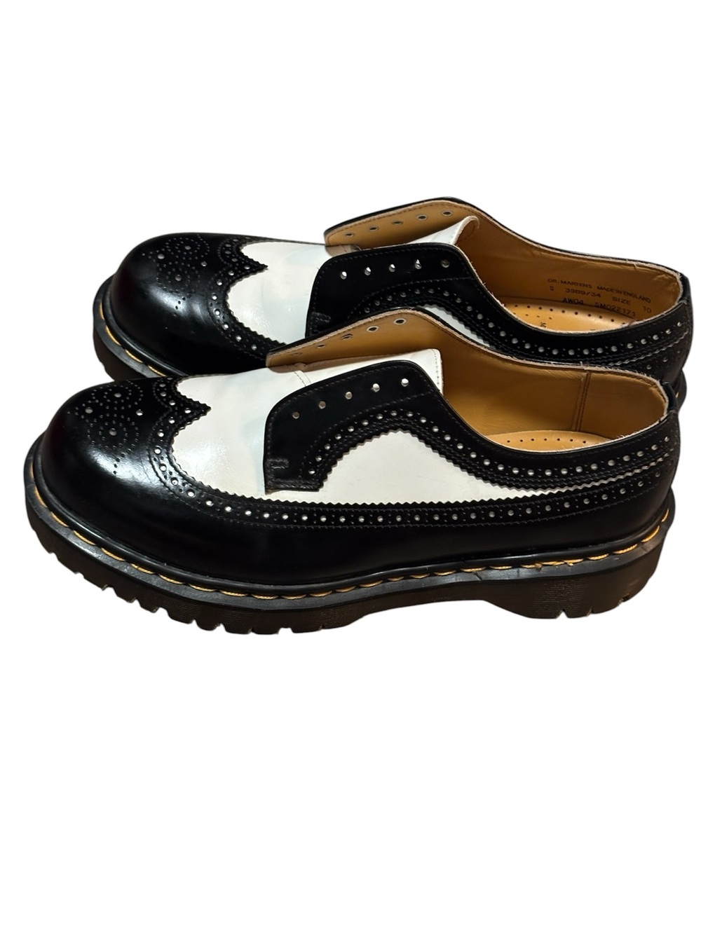 Doc Marten 3989 Bex Black and White Wingtip Platform Brogues